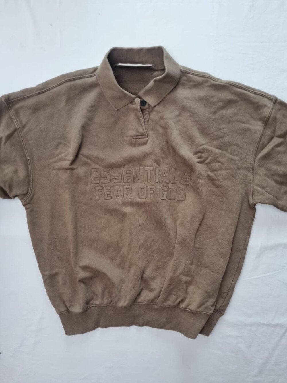 Fear of God Essentials Brown Velvet Logo Long Sleeve Polo Sweatshirt - XXS (100%